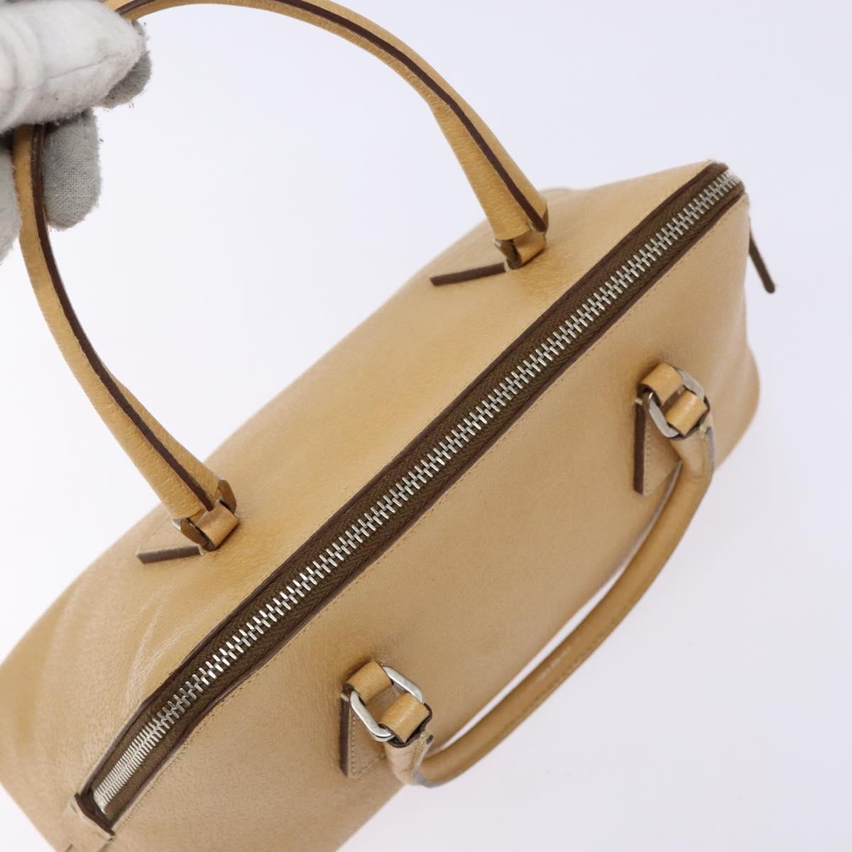 PRADA Hand Bag Leather Beige Auth yk19150