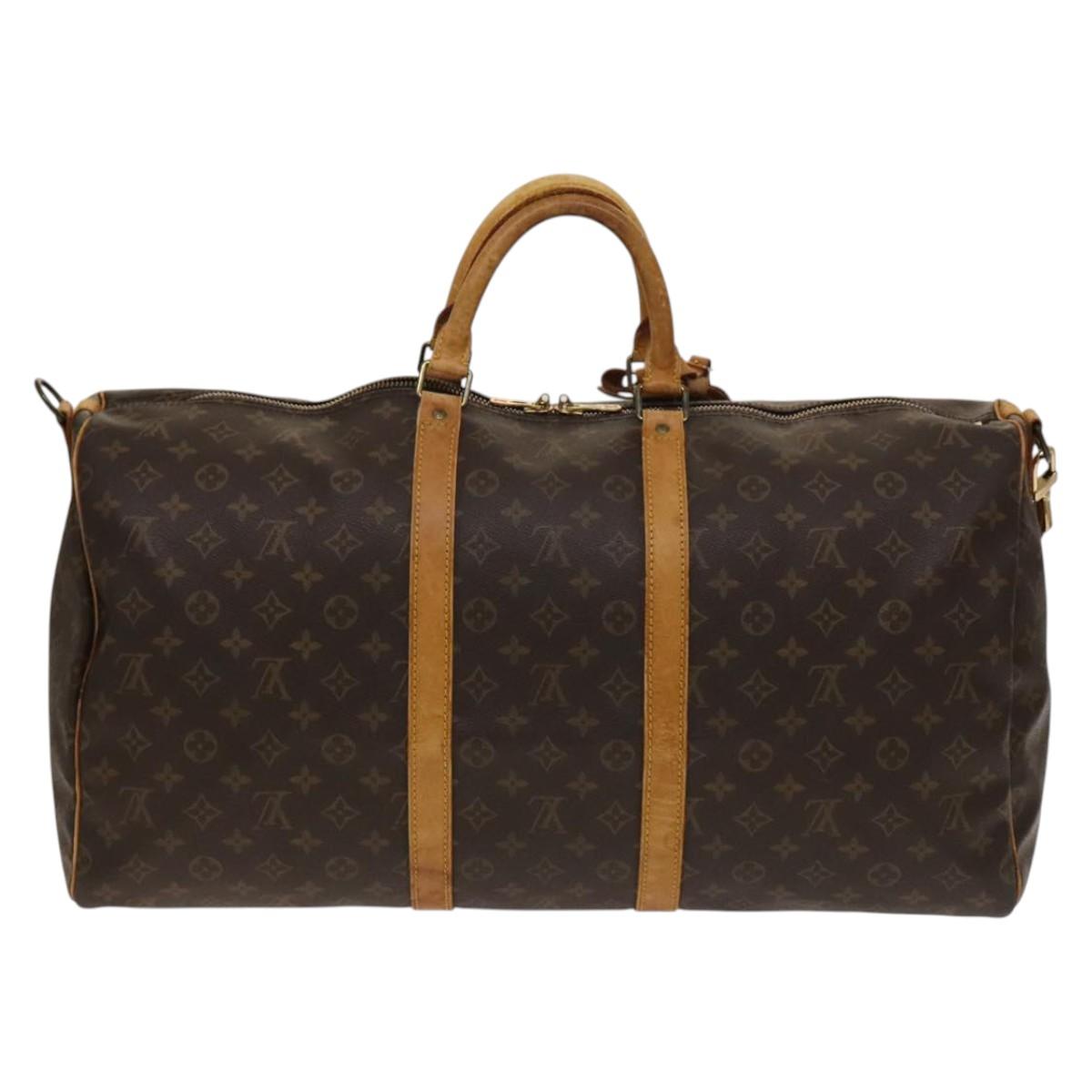 LOUIS VUITTON Monogram Keepall Bandouliere 55 Boston Bag M41414 LV Auth yk19151