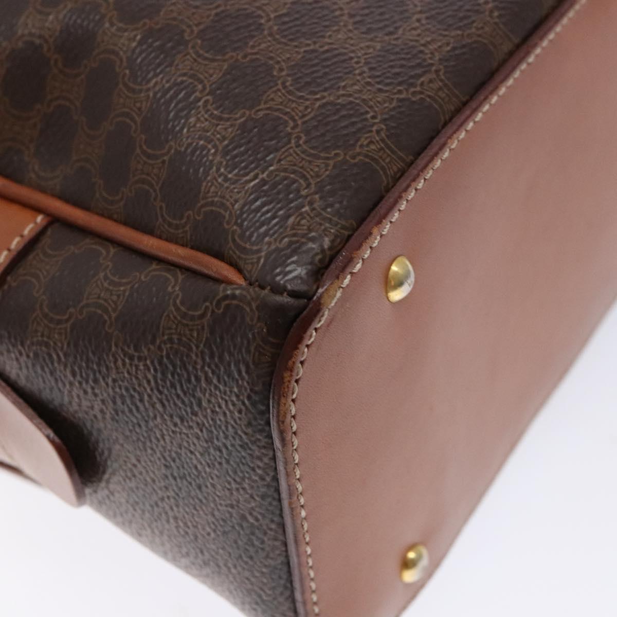 CELINE Macadam Canvas Hand Bag PVC Leather Brown Gold Auth yk19174