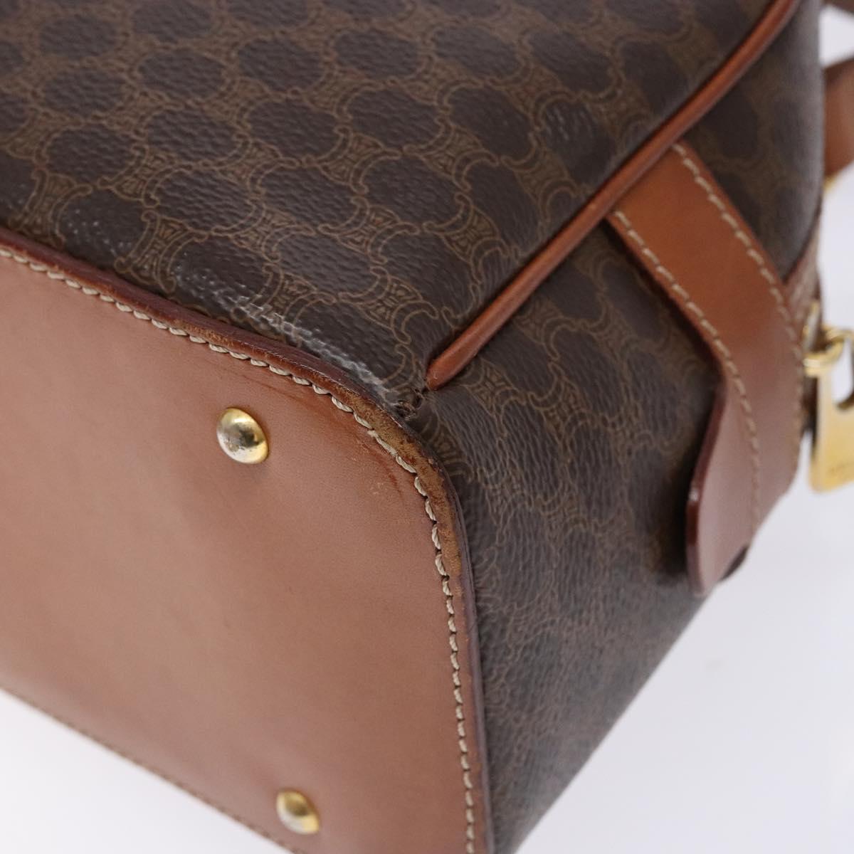 CELINE Macadam Canvas Hand Bag PVC Leather Brown Gold Auth yk19174