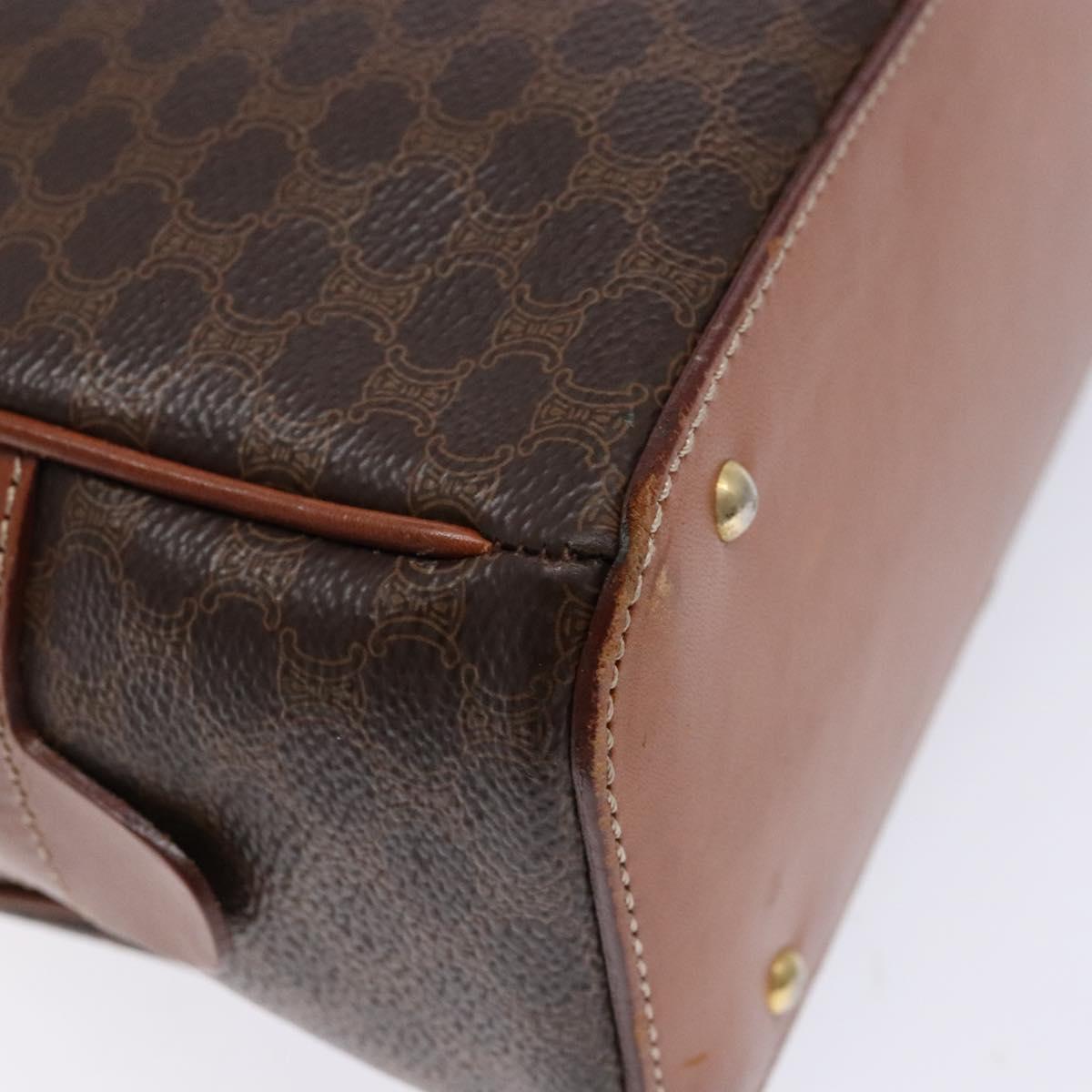 CELINE Macadam Canvas Hand Bag PVC Leather Brown Gold Auth yk19174