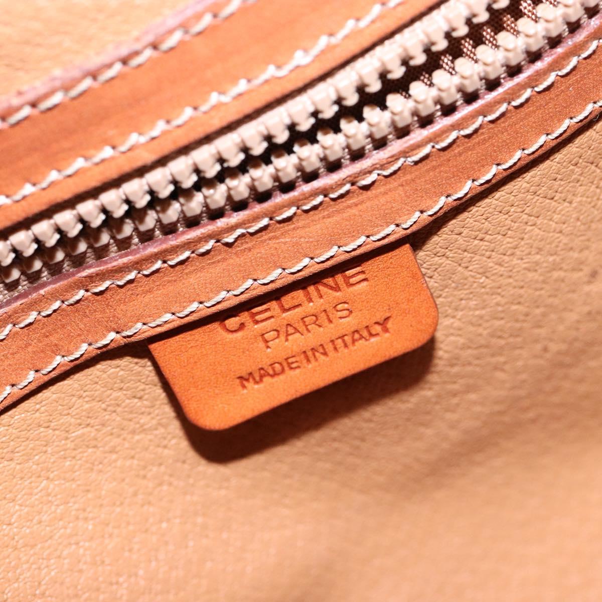 CELINE Macadam Canvas Hand Bag PVC Leather Brown Gold Auth yk19174