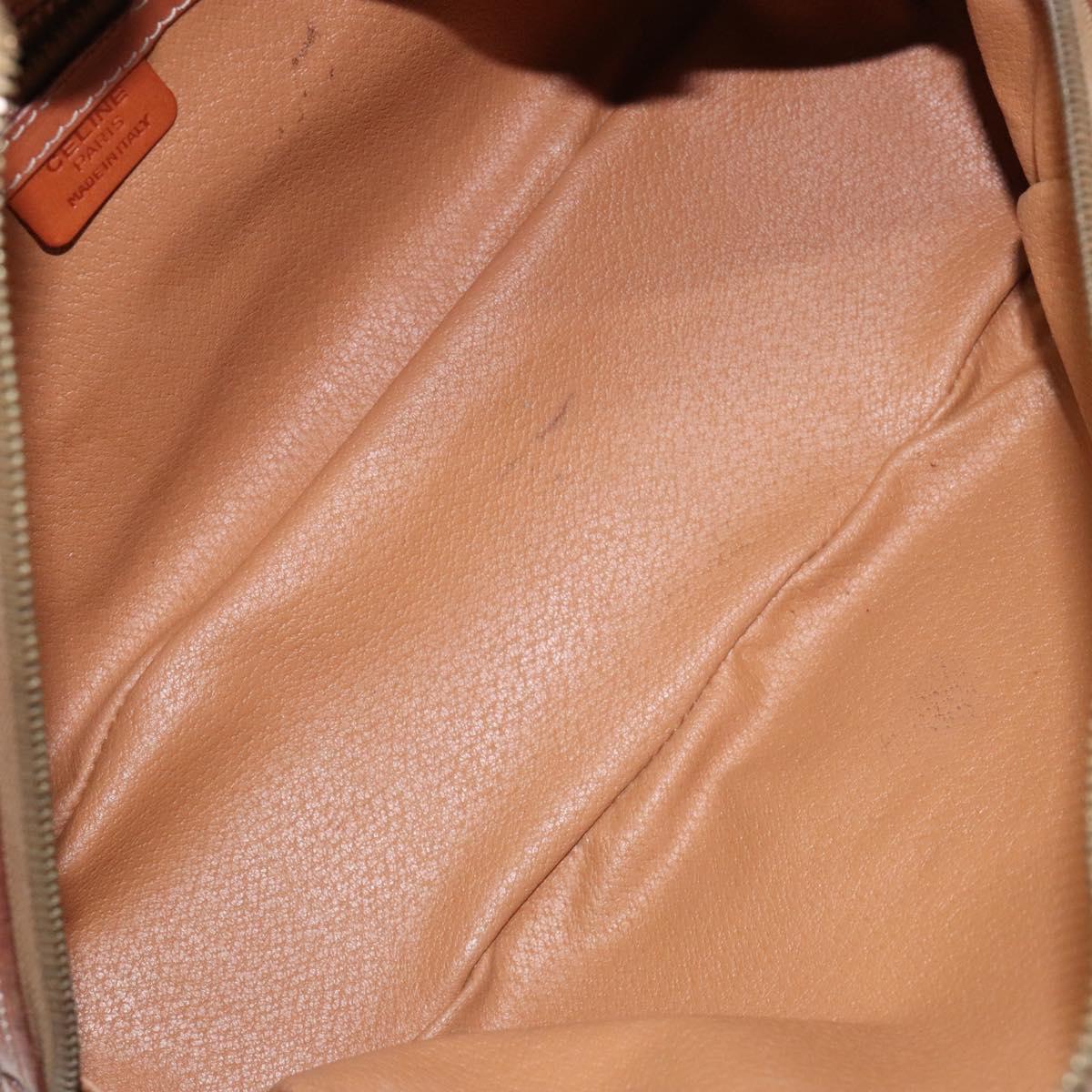 CELINE Macadam Canvas Hand Bag PVC Leather Brown Gold Auth yk19174