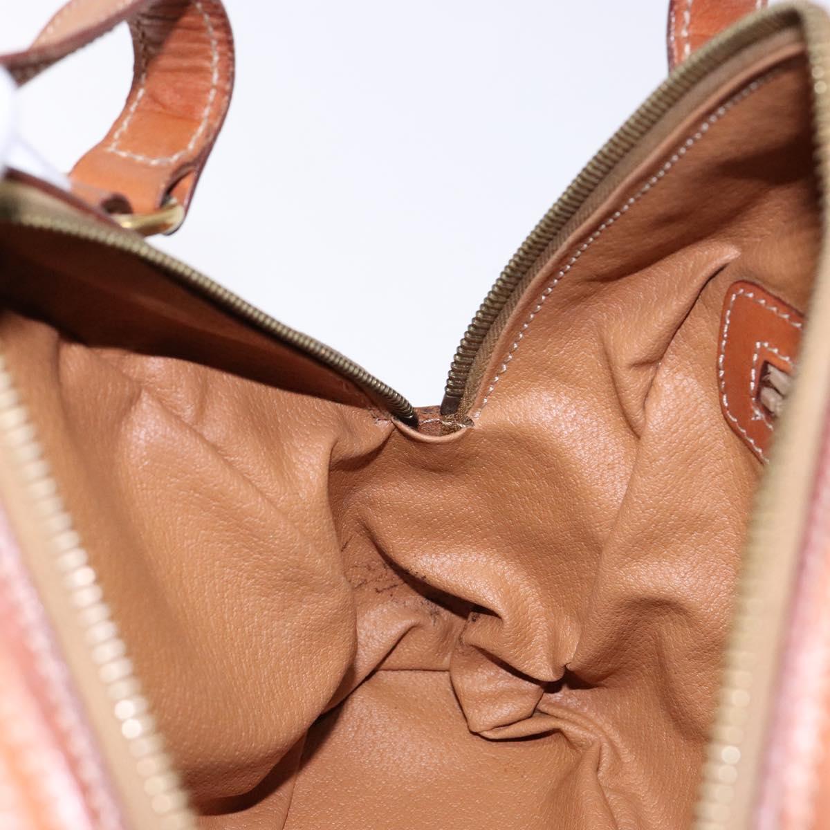 CELINE Macadam Canvas Hand Bag PVC Leather Brown Gold Auth yk19174