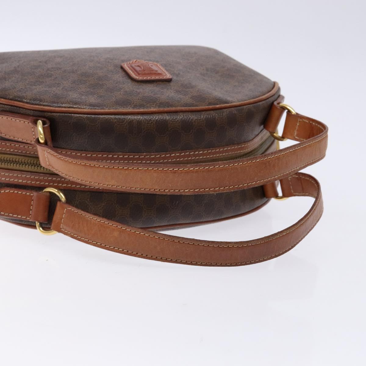 CELINE Macadam Canvas Hand Bag PVC Leather Brown Gold Auth yk19174