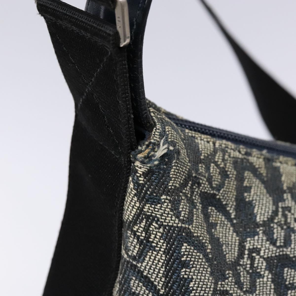 Christian Dior Trotter Canvas Shoulder Bag Navy Silver Auth yk19191