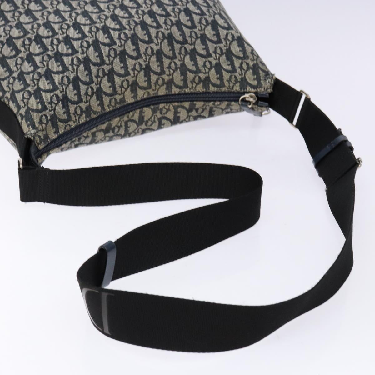 Christian Dior Trotter Canvas Shoulder Bag Navy Silver Auth yk19191