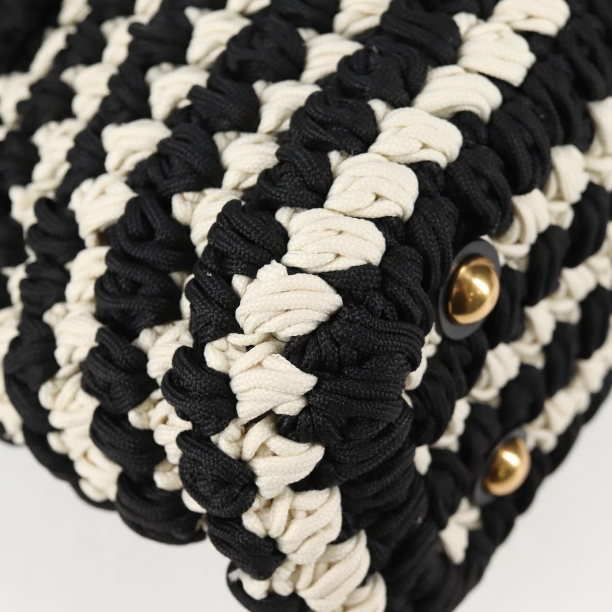 Salvatore Ferragamo Margot Gancini Bag Polyester 2way White Black Auth yk19192A