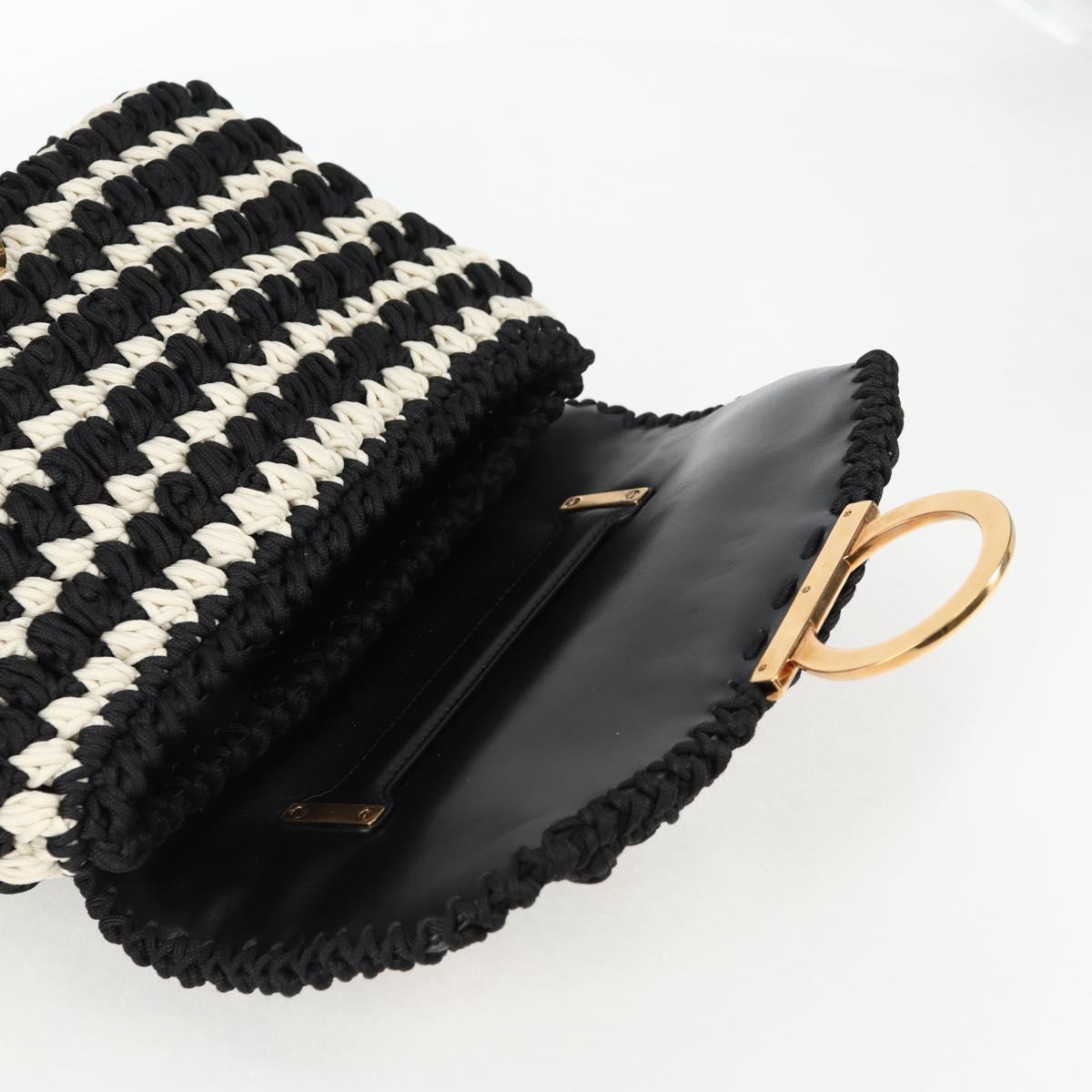 Salvatore Ferragamo Margot Gancini Bag Polyester 2way White Black Auth yk19192A