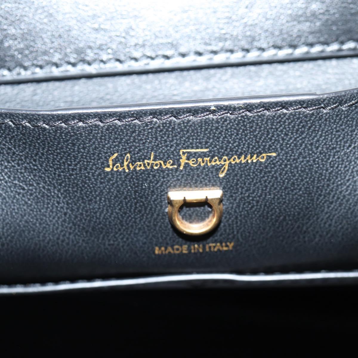 Salvatore Ferragamo Margot Gancini Bag Polyester 2way White Black Auth yk19192A