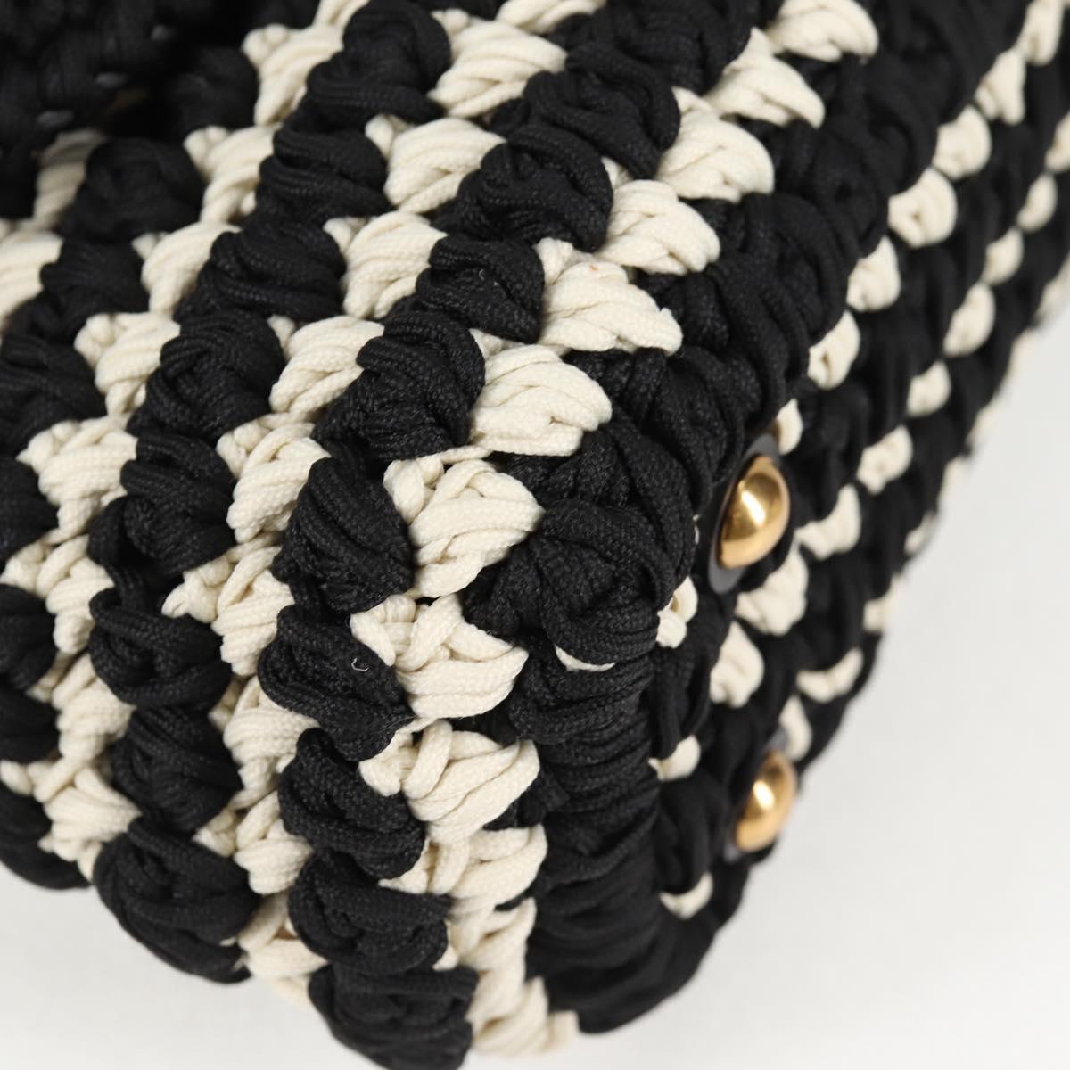Salvatore Ferragamo Margot Gancini Bag Polyester 2way White Black Auth yk19192A