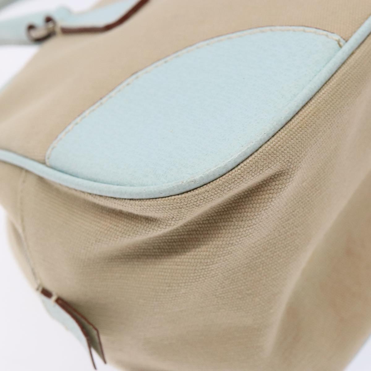 PRADA Hand Bag Canvas Beige Silver Auth yk19198