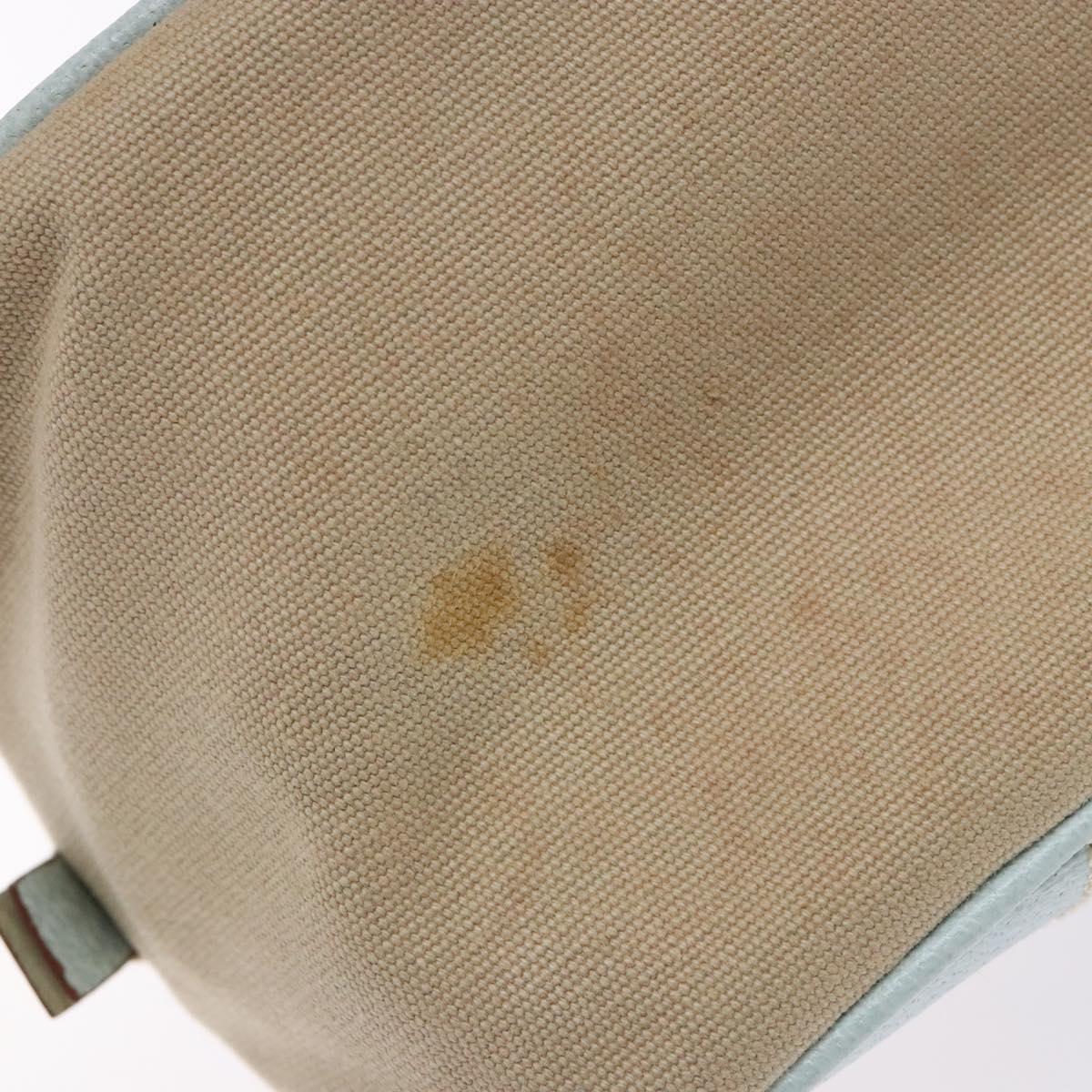 PRADA Hand Bag Canvas Beige Silver Auth yk19198