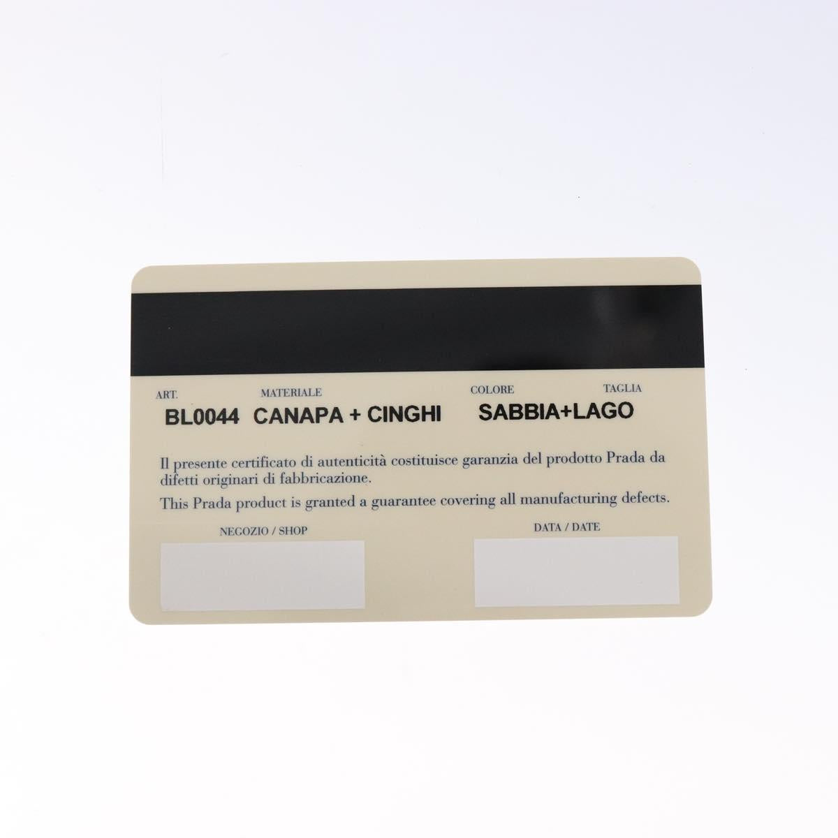 PRADA Hand Bag Canvas Beige Silver Auth yk19198