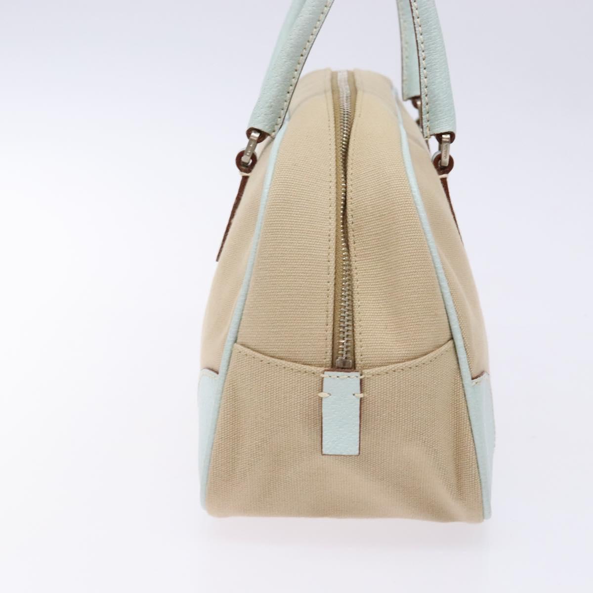 PRADA Hand Bag Canvas Beige Silver Auth yk19198
