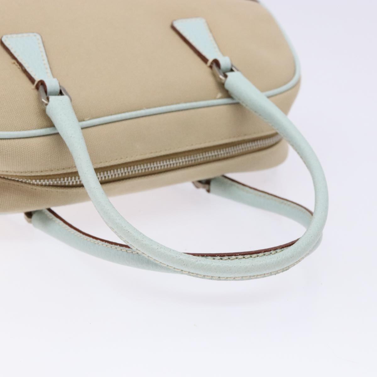 PRADA Hand Bag Canvas Beige Silver Auth yk19198