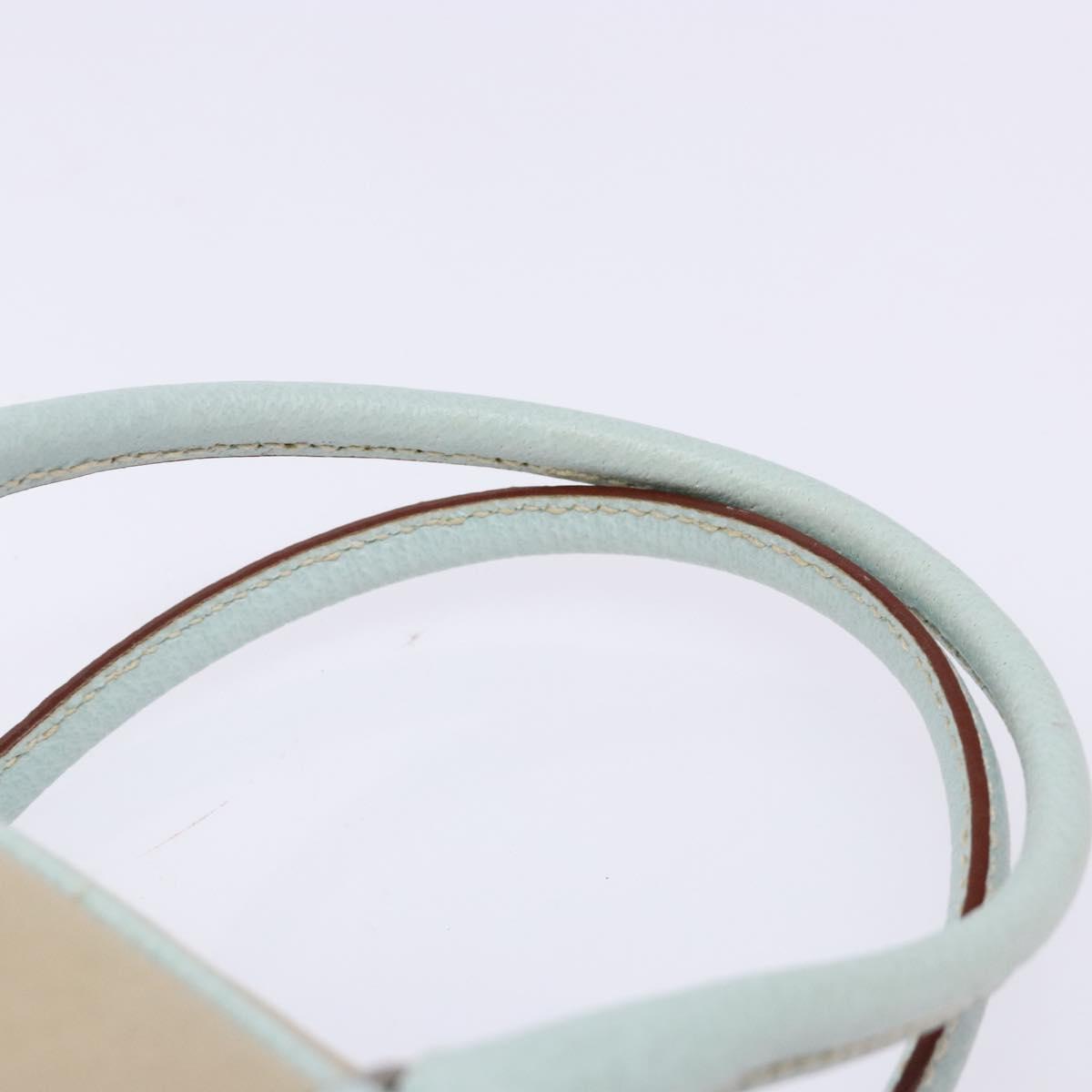 PRADA Hand Bag Canvas Beige Silver Auth yk19198