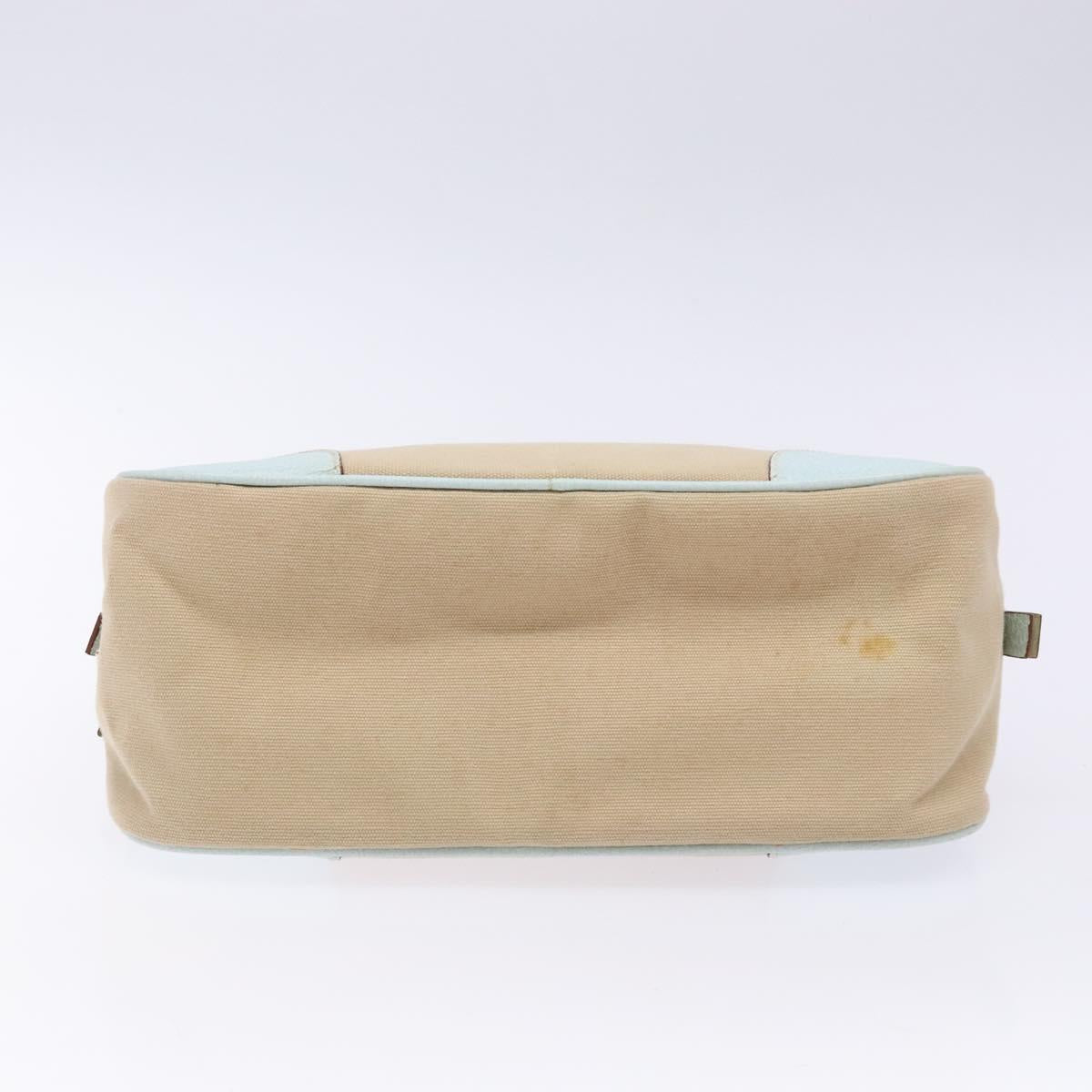 PRADA Hand Bag Canvas Beige Silver Auth yk19198