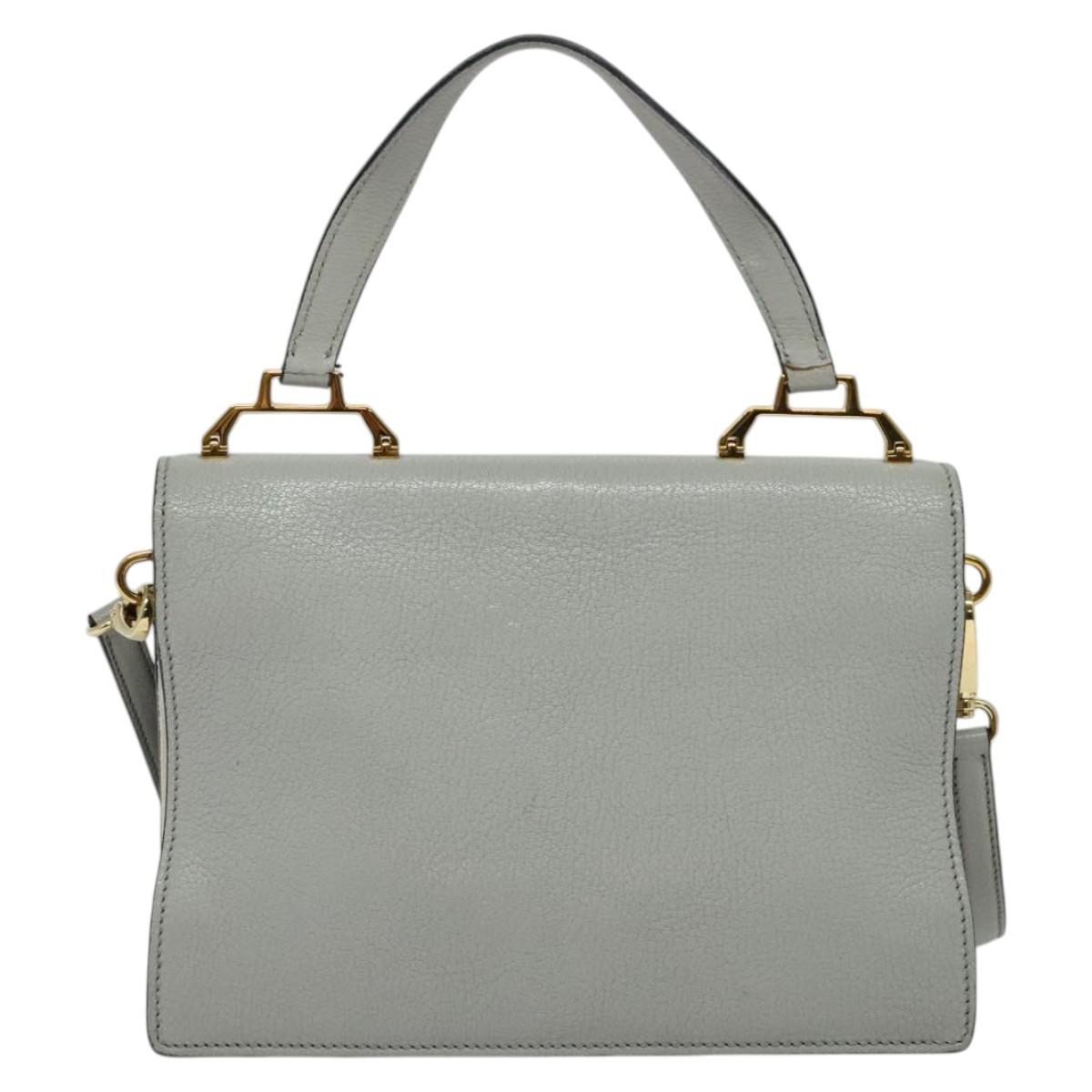 Miu Miu Hand Bag Leather 2way Gray Gold Auth yk19199V