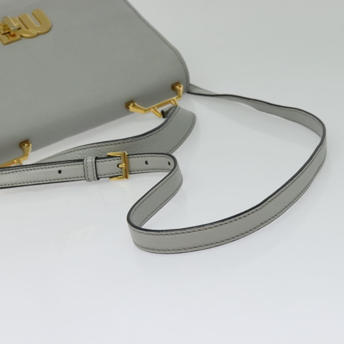Miu Miu Hand Bag Leather 2way Gray Gold Auth yk19199V