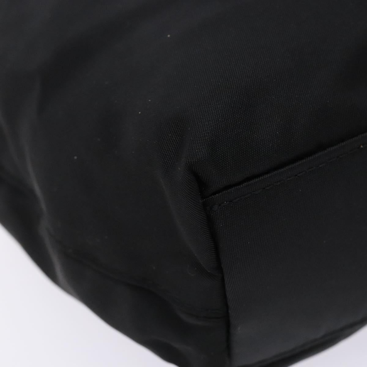 Christian Dior Maris Pearl Hand Bag Nylon Black Silver Auth yk19215