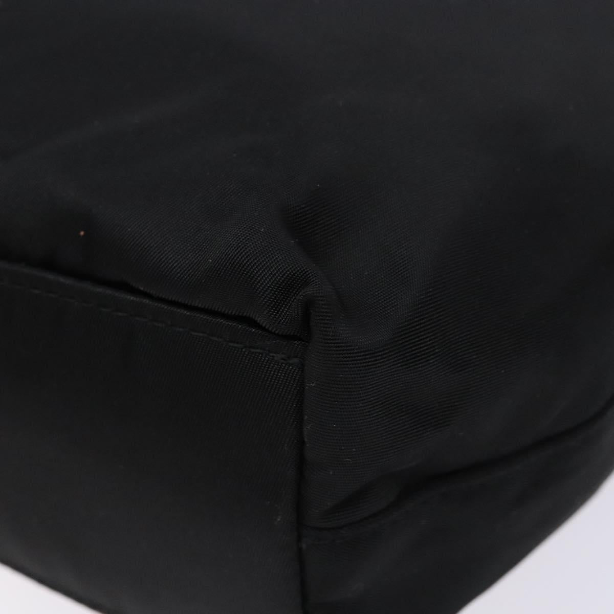 Christian Dior Maris Pearl Hand Bag Nylon Black Silver Auth yk19215