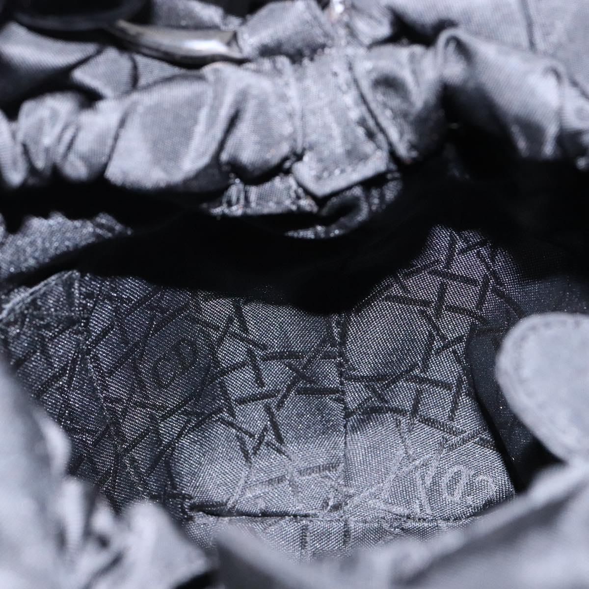 Christian Dior Maris Pearl Hand Bag Nylon Black Silver Auth yk19215