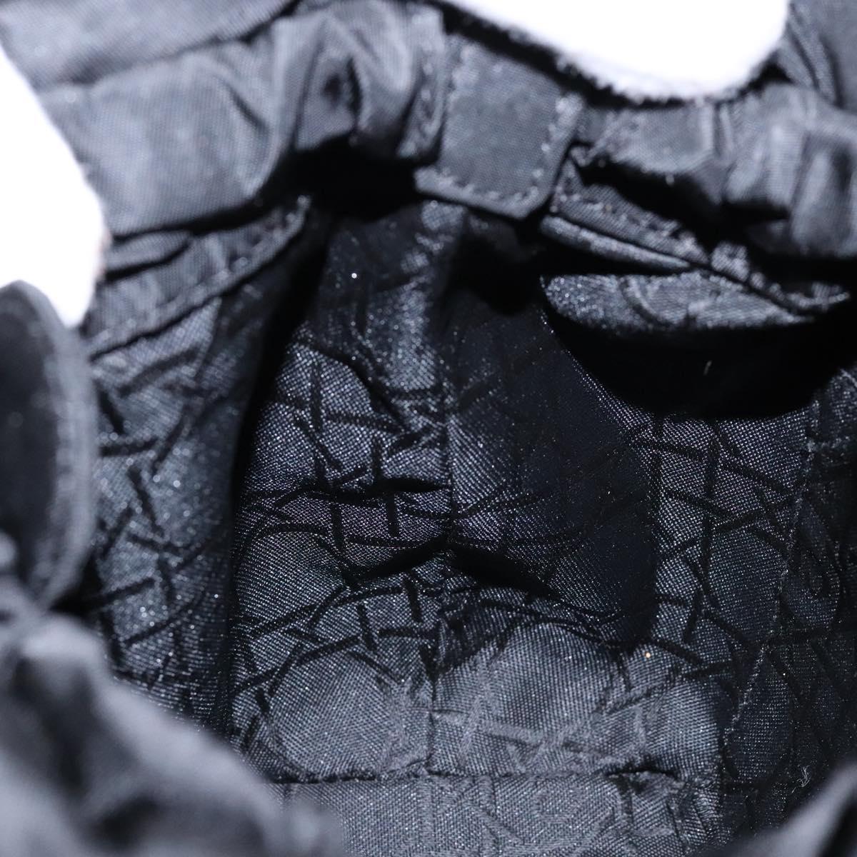 Christian Dior Maris Pearl Hand Bag Nylon Black Silver Auth yk19215