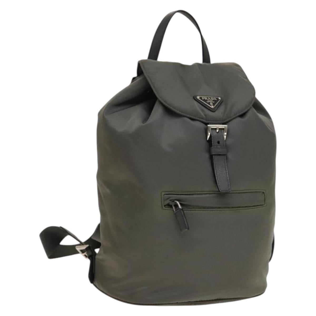 PRADA Backpack Nylon Gray Silver Auth yk19217
