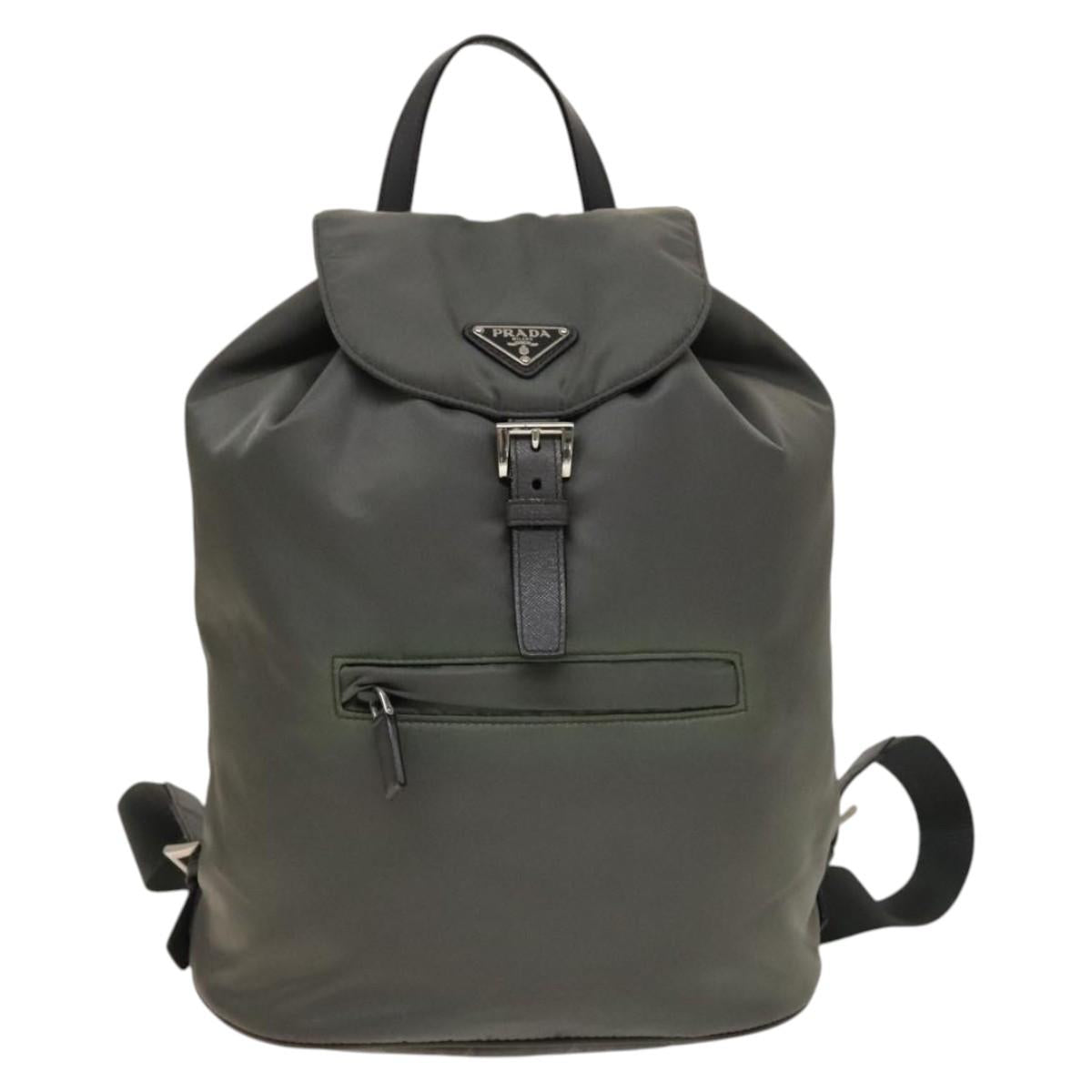 PRADA Backpack Nylon Gray Silver Auth yk19217