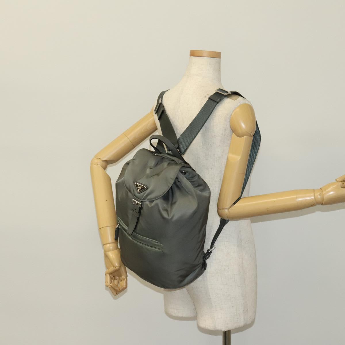 PRADA Backpack Nylon Gray Silver Auth yk19217