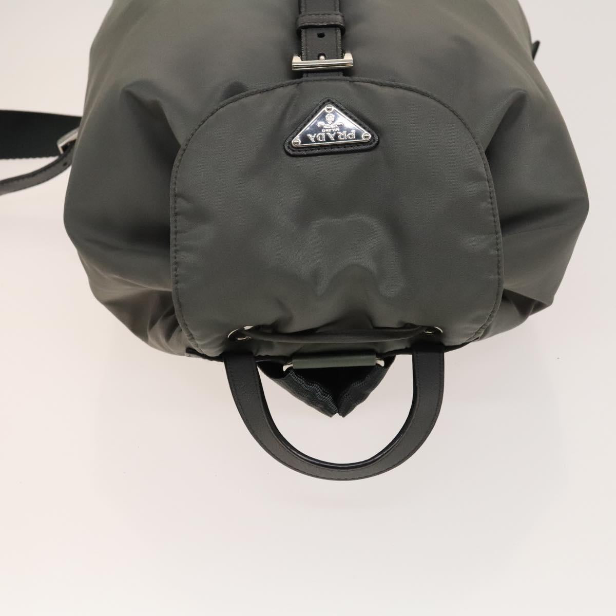 PRADA Backpack Nylon Gray Silver Auth yk19217