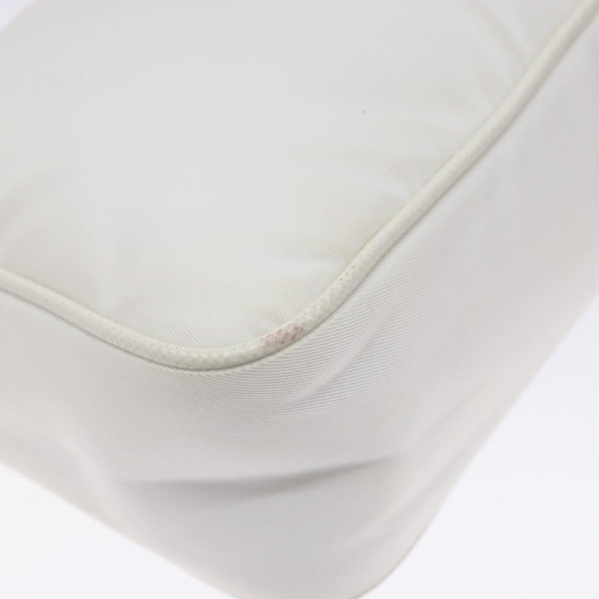PRADA Re-Edition 2005 Hand Bag Nylon White Silver Auth yk19251