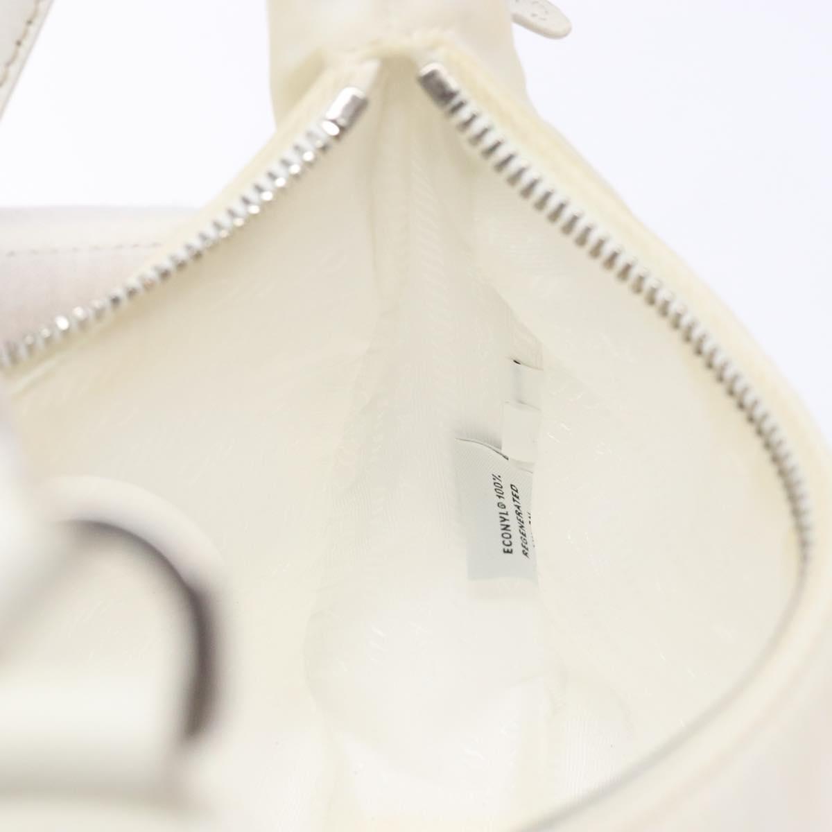 PRADA Re-Edition 2005 Hand Bag Nylon White Silver Auth yk19251