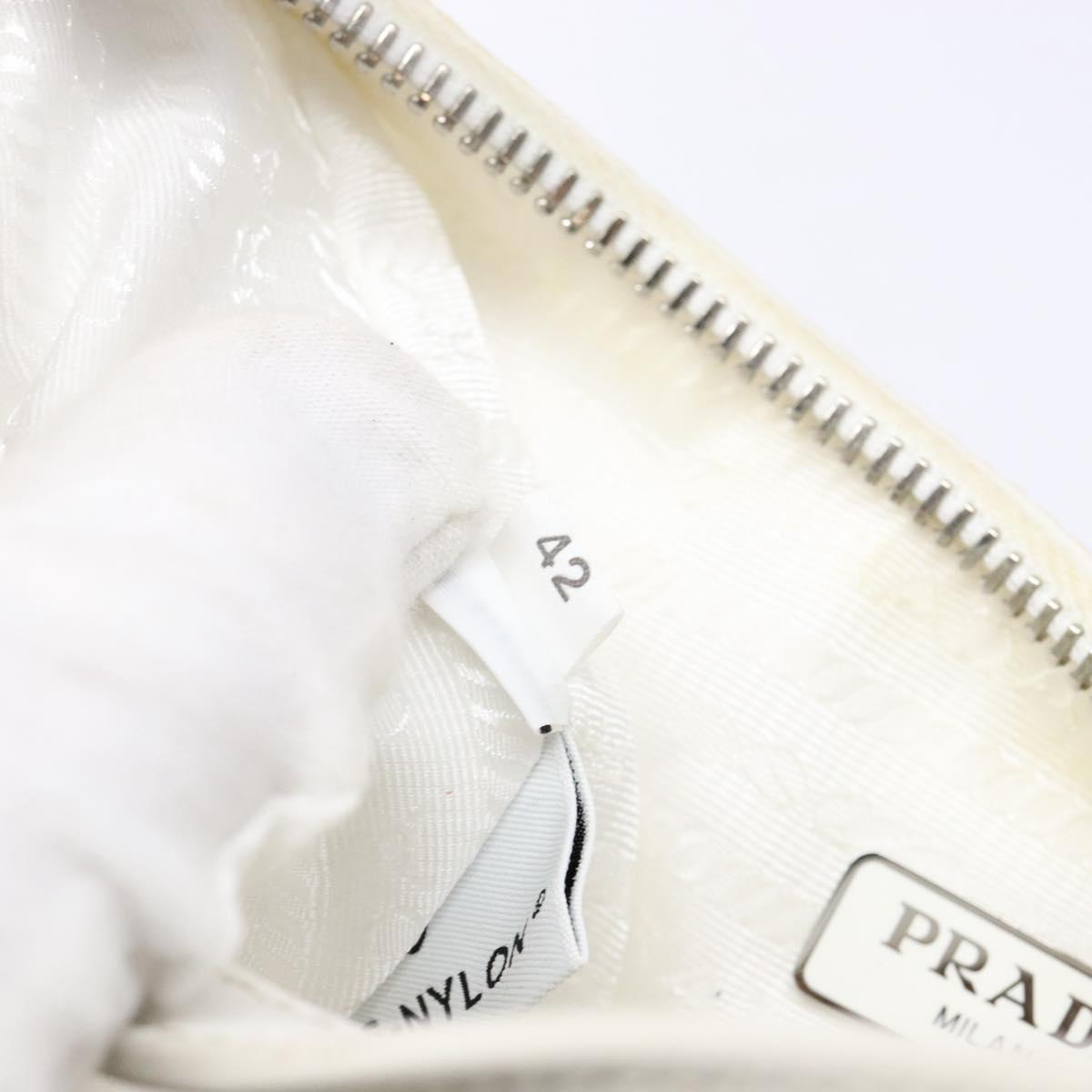 PRADA Re-Edition 2005 Hand Bag Nylon White Silver Auth yk19251