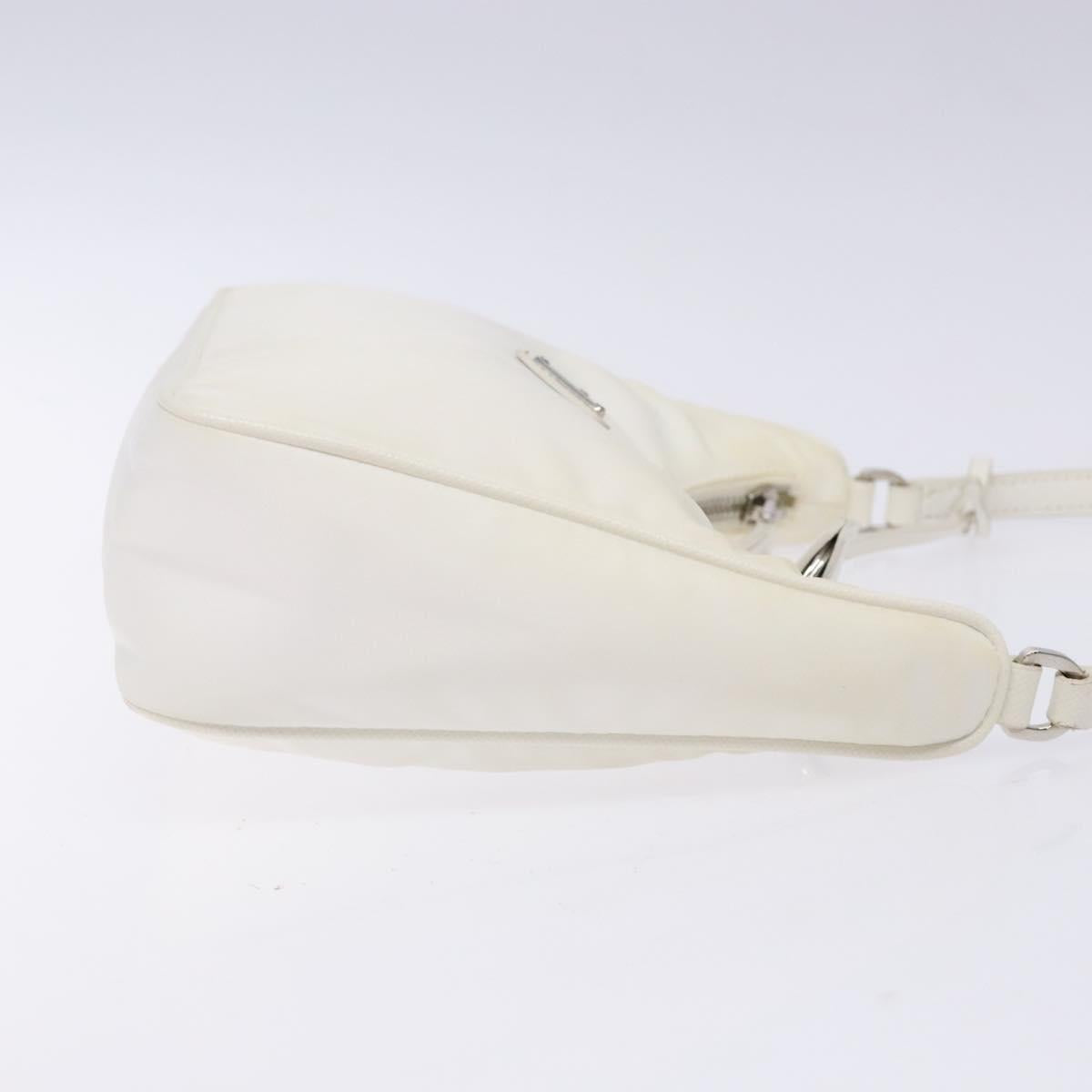 PRADA Re-Edition 2005 Hand Bag Nylon White Silver Auth yk19251