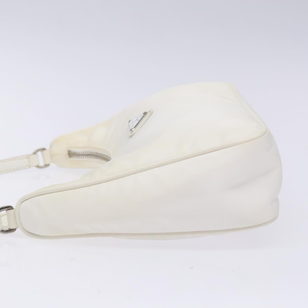 PRADA Re-Edition 2005 Hand Bag Nylon White Silver Auth yk19251