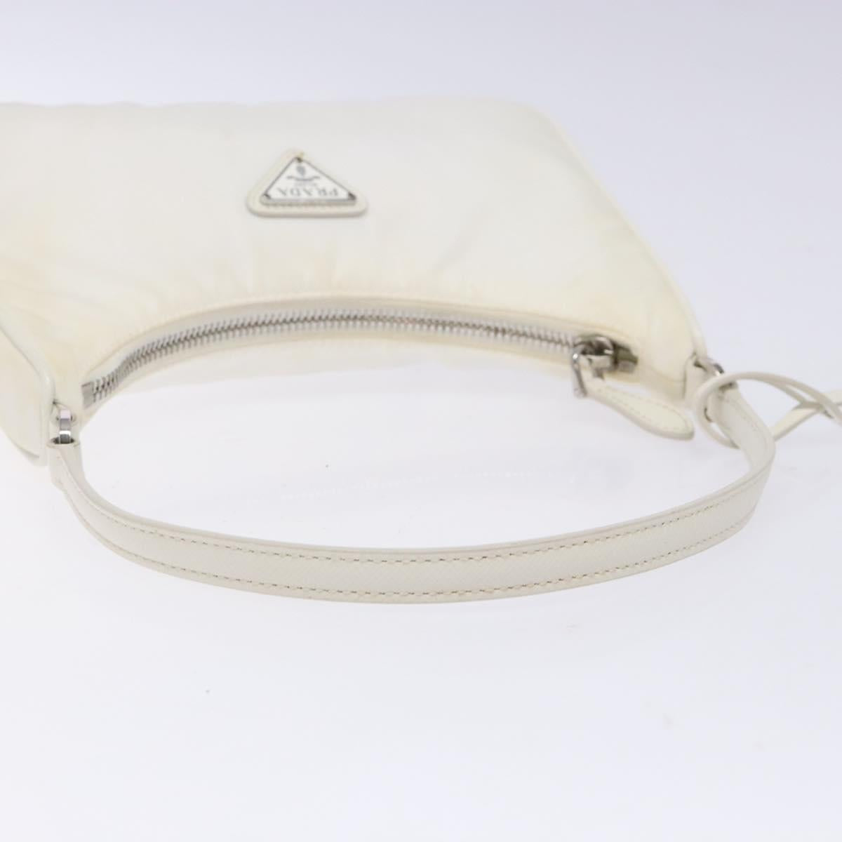 PRADA Re-Edition 2005 Hand Bag Nylon White Silver Auth yk19251