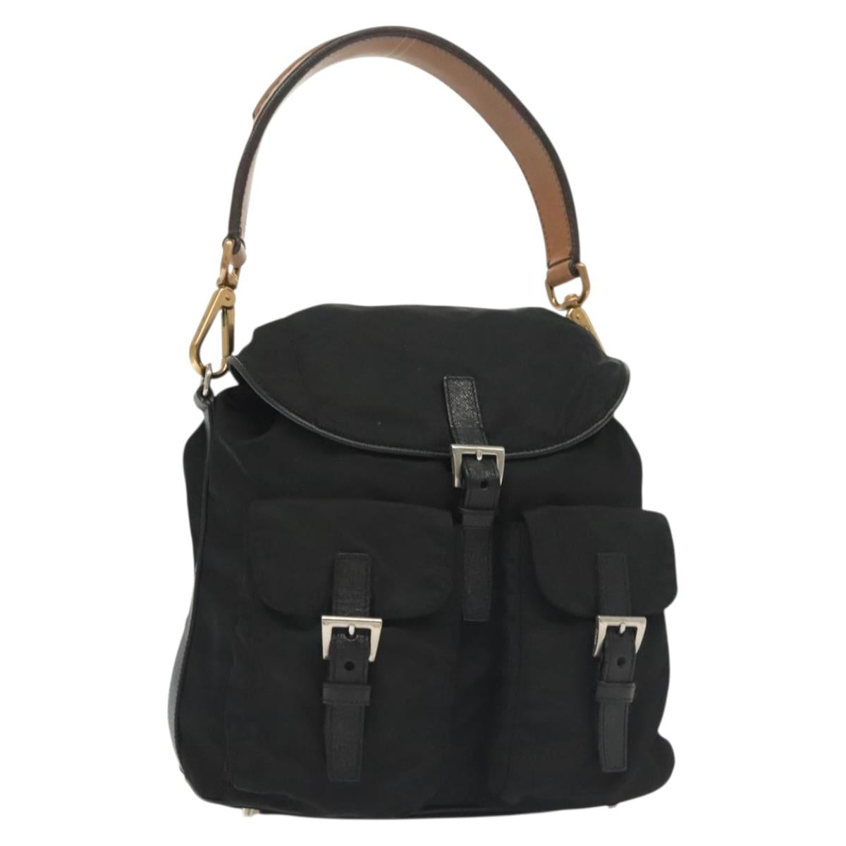 PRADA Shoulder Bag Nylon Black Silver Auth yk19273A