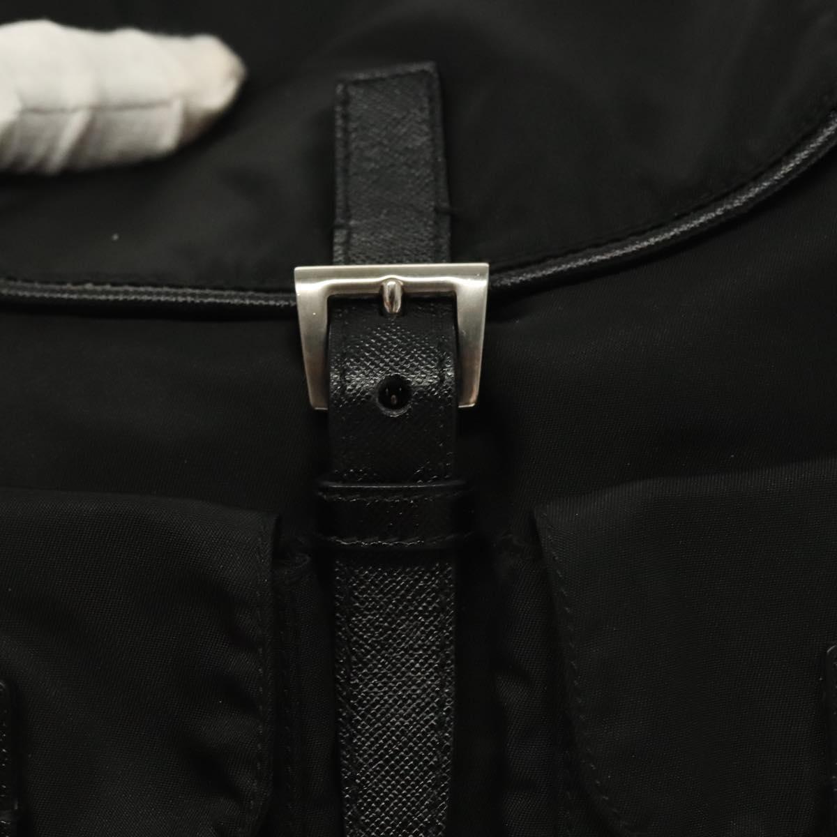 PRADA Shoulder Bag Nylon Black Silver Auth yk19273A