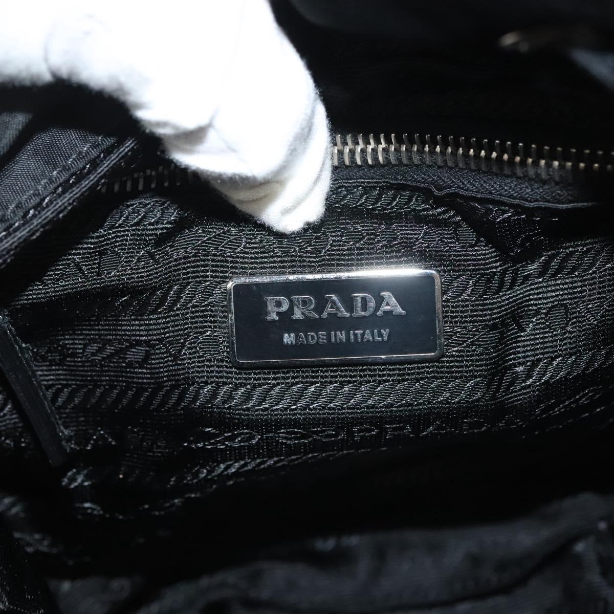 PRADA Shoulder Bag Nylon Black Silver Auth yk19273A
