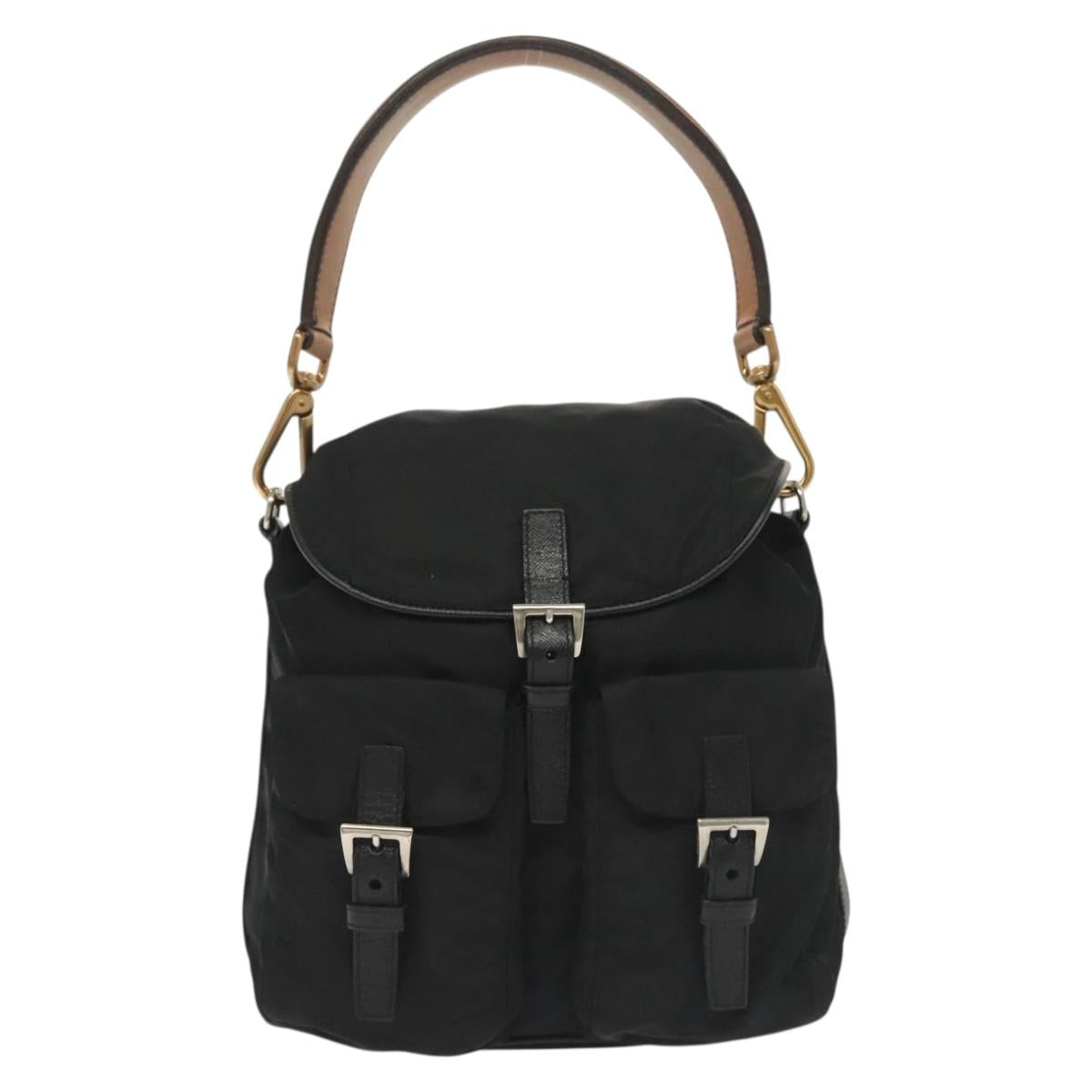 PRADA Shoulder Bag Nylon Black Silver Auth yk19273A