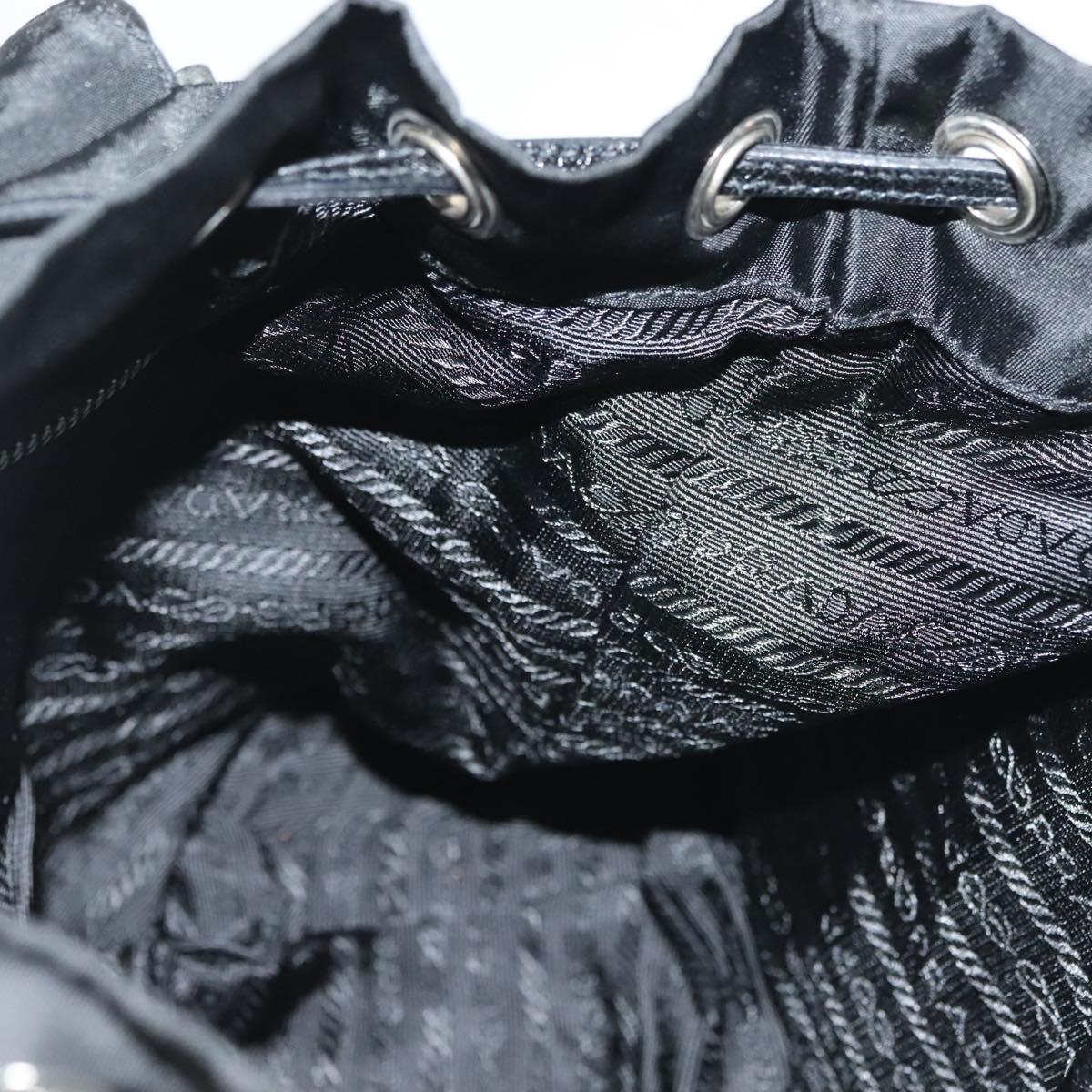 PRADA Shoulder Bag Nylon Black Silver Auth yk19273