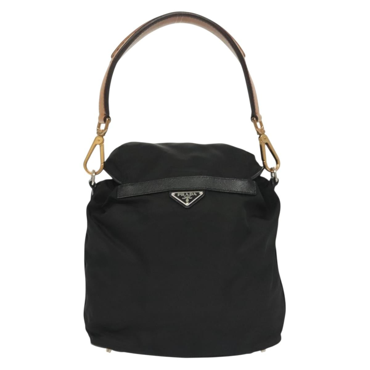 PRADA Shoulder Bag Nylon Black Silver Auth yk19273A