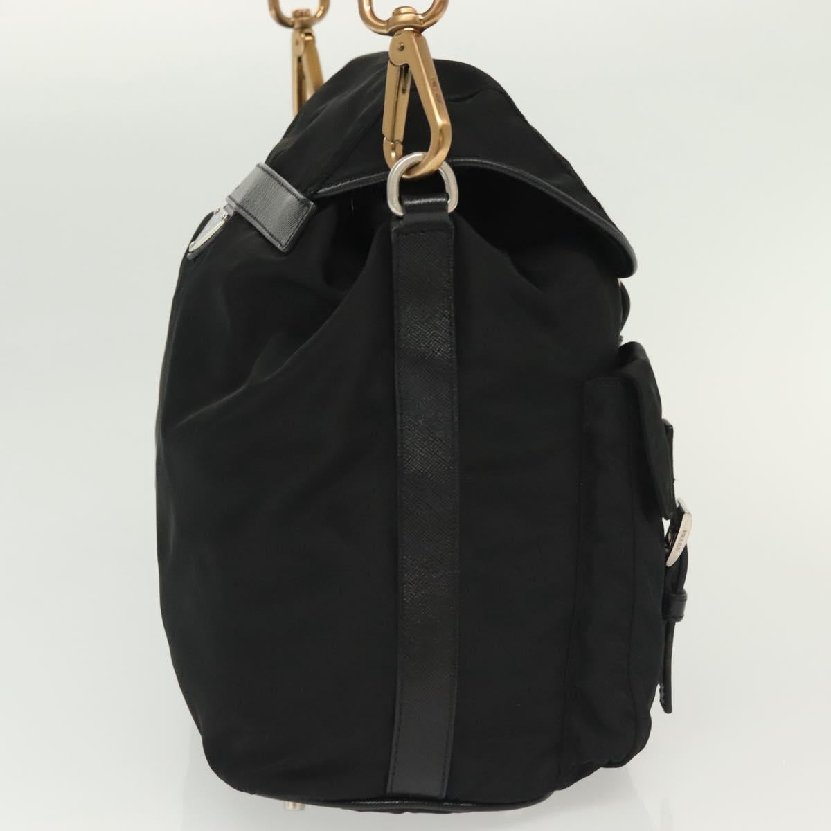 PRADA Shoulder Bag Nylon Black Silver Auth yk19273