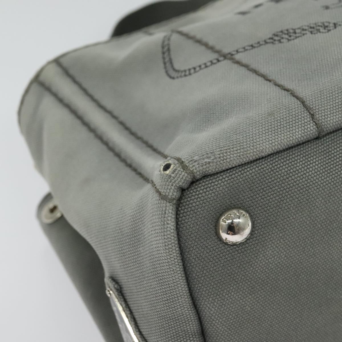 PRADA Canapa PM Hand Bag Canvas 2way Gray Silver Auth yk19274