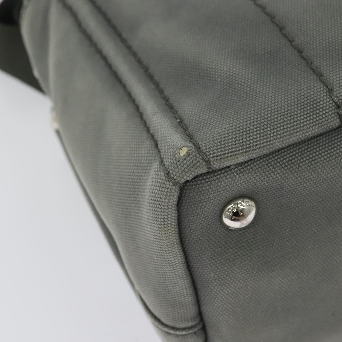 PRADA Canapa PM Hand Bag Canvas 2way Gray Silver Auth yk19274