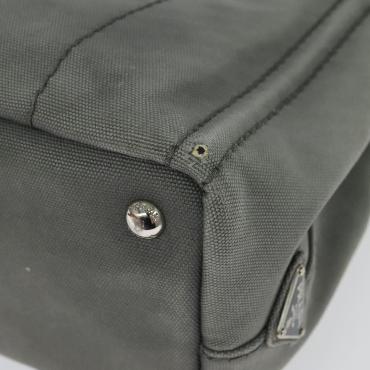 PRADA Canapa PM Hand Bag Canvas 2way Gray Silver Auth yk19274