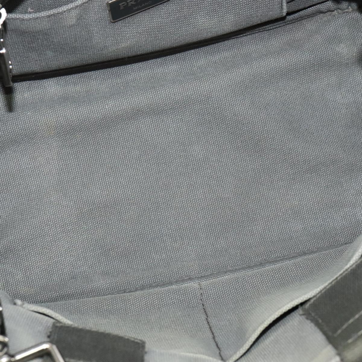 PRADA Canapa PM Hand Bag Canvas 2way Gray Silver Auth yk19274
