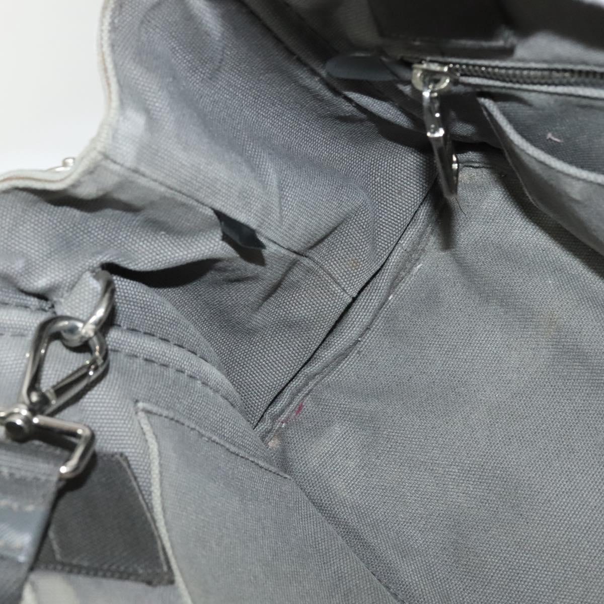 PRADA Canapa PM Hand Bag Canvas 2way Gray Silver Auth yk19274